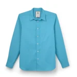 Jeffery Green Aqua Regular Fit Shirt in Bright Turquoise Blue — Men's Plain Smart Casual Shirt UK