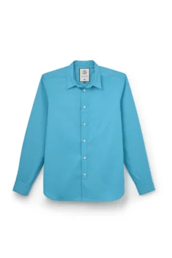 Jeffery Green Aqua Regular Fit Shirt in Bright Turquoise Blue — Men's Plain Smart Casual Shirt UK