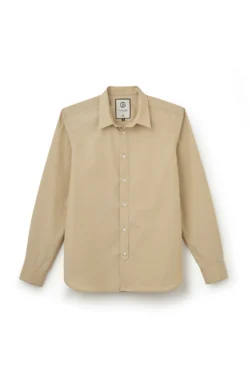 Jeffery Green Beige Regular Fit Shirt in Sand Camel — Men's Plain Smart Casual Shirt UK