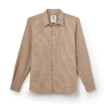 Jeffery Green Beige Sable Check Shirt in Warm Beige & Brown Micro Windowpane — Men's Smart Casual Shirt UK