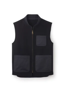 Black Charlesworth Tarton Gilet – Men's Full-Zip Fleece Vest with Utility Pockets