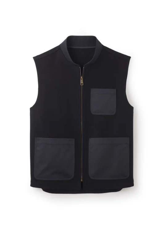Black Charlesworth Tarton Gilet – Men's Full-Zip Fleece Vest with Utility Pockets