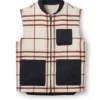 Jeffery Green Charlesworth Oxley Check Wool Gilet in Cream & Brown Windowpane — Men's Heritage Gilet UK