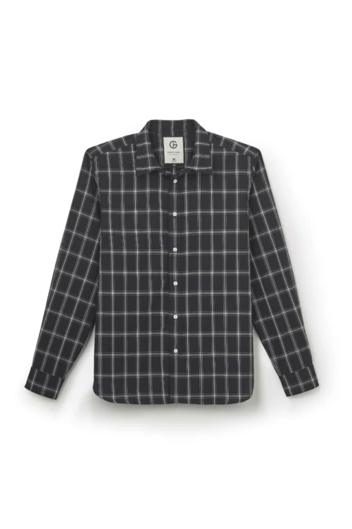 Jeffery Green Darven Midnight Check Shirt in Charcoal & White Windowpane — Men's Smart Casual Shirt UK