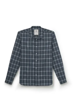 Jeffery Green Darven Polar Check Shirt in Slate Blue & White Windowpane — Men's Smart Casual Shirt UK