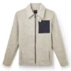 Jeffery Green Edison Zip Shacket in Oatmeal Cream Marl — Men's Wool Full Zip Navy Pocket Shacket UK