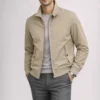 Jeffery Green Harrington Jacket in Stone Beige — Men's Classic Zip-Up Harrington Jacket UK