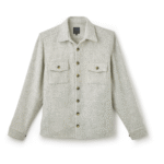 Grey Wool Overshirt Product Shot Brass Buttons — Shop Jeffery Green Milburn Overshirt UK