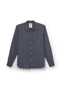 Jeffery Green Navy Sable Check Shirt in Deep Navy & White Windowpane — Men's Smart Casual Shirt UK