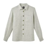 Jeffery Green Grey Wool Overshirt in Light Grey Marl — Men's Button-Up Shirt Jacket UK