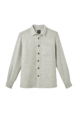 Jeffery Green Grey Wool Overshirt in Light Grey Marl — Men's Button-Up Shirt Jacket UK