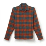 Jeffery Green Hexham Wool Overshirt in Burnt Orange & Teal Buffalo Check — Men's Shirt Jacket UK