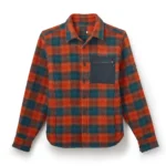 Orange Teal Buffalo Check Wool Overshirt Navy Zip Pocket — Jeffery Green Stark Hexham UK