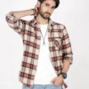 Model Wearing Beige Check Shirt — Shop Jeffery Green's Premium Checked Shirt UK
