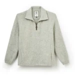 Jeffery Green Whitby Quarter Zip Shacket in Light Grey Marl — Men's Wool Pullover Overshirt UK