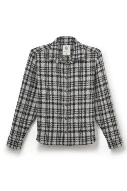 Jeffery Green Ashbury Tweed Overshirt in Cream & Charcoal Chunky Check — Men's Heritage Shirt Jacket UK
