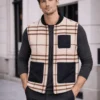 Jeffery Green Cream & Brown Windowpane Check Wool Gilet — Men's Smart Casual Urban Lifestyle Look UK