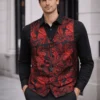 Jeffery Green Black & Red Baroque Jacquard Waistcoat Styled with Black Shirt — Men's Occasion Outfit UK
